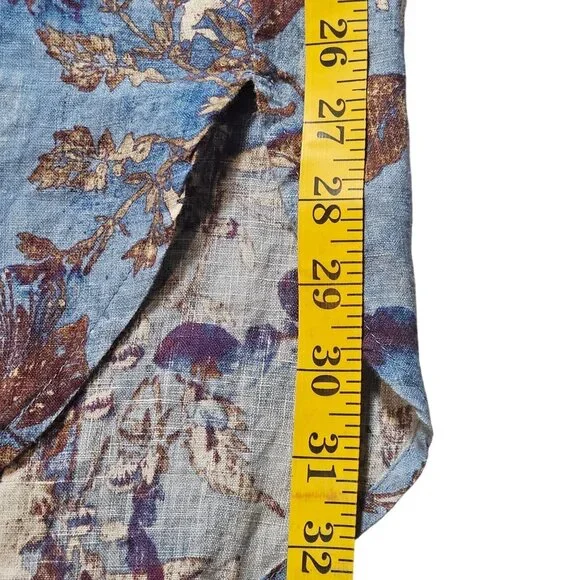 EUC Peruvian Connection Women Linen Trapani Tunic L Blue Floral Boho Artisan - Picture 13 of 14